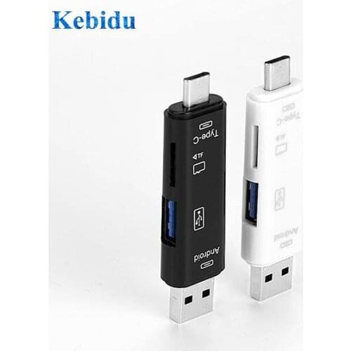 KEBIDU Type-c 5-in-1 OTG Card Reader for Android PC Type-c Phone / Computer / Type-c Support TF Micro SD / Micro USB / USB