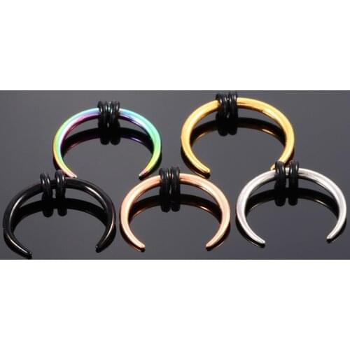 1 Piece Surgical Steel OX Horn Vintage Nose Septum Hoop Rings Ear Septum Clicker Horseshoe Nose Ear Taper Piercing Body Jewelry