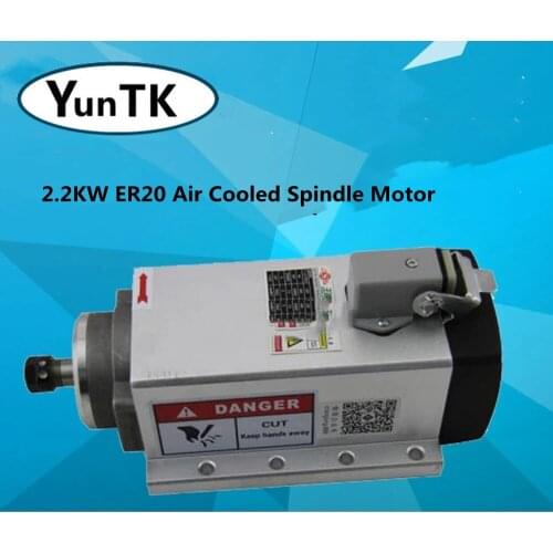 2.2KW ER20 Square Electric Spindle, Air Cooled High Speed ​​Electric Spindle Motor for Engraving Machine