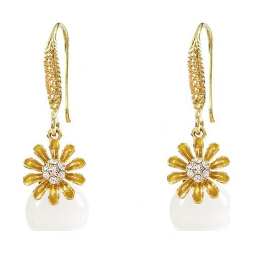 LANFLORA Trendy flower zircon women earrings for birthday gift copper alloy earrings cheap factory shop earrings wholesale price