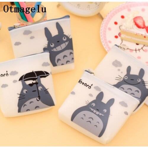Mini Zipper Lock Silicone Money Storage Bag Cute Cartoon Totoro Travel organizer For girls Portable coin earphone Case Holder