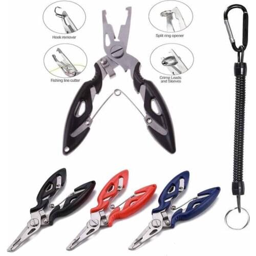 Multifunction Fishing Clip Scissors Line Cutter Hook Remover Tools with Lanyard Cutters Split Ring Pliers