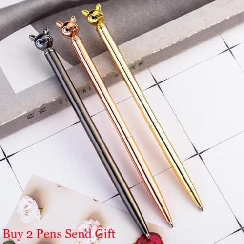 Fashion Design Cute Fox Full Metal Ballpoint Pen School Student Homework Writing Pen Buy 2 Pens Send Gift