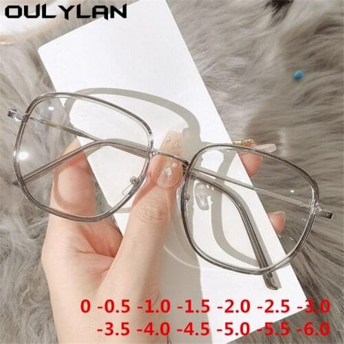 Oulylan Anti Blue Light Finished Myopia Glasses Men Women Oversized Shortsighted Eyewear Student Diopter -0.5 1.0 1.5 2.0 2.5