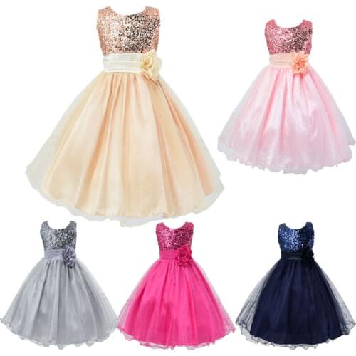 2-10Y Flower Baby Girls Dress Princess Wedding Party Bridesmaid Gown Formal Dress Lace Tutu Dress 5 Colors