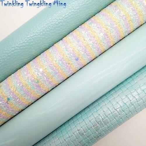 Stripes Printed Glitter Fabric, Iridescent Synthetic Leather, Litchi Faux Fabric For Bow A4 21x29CM Twinkling Ming KM051