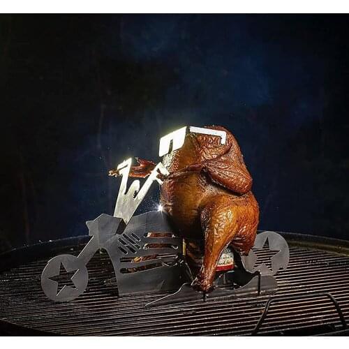 Portable Stainless Steel Chicken Stand Beer American Motorcycle Bbq Stand With Glasses Indoor Outdoor Grill Camping Accesorios