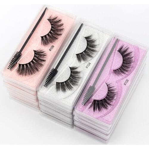 Wholesale eyelashes 5/20/50/100 Pairs 3D Mink lashes Natural soft False Eyelashes Fluffy volume Makeup Lashes with brush In Bulk