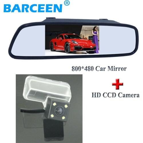 With 4 led lamp car reserve parking camera +wire car back up mirror monitor black plastic shell for CITROEN DS4 2012 /C4L 2013