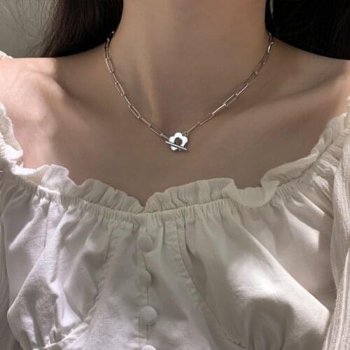 925 Sterling Silver Square Chain Flower Pendant Necklace with OT Chain Clavicle Chain Necklace Party Jewelry Gifts S-N726