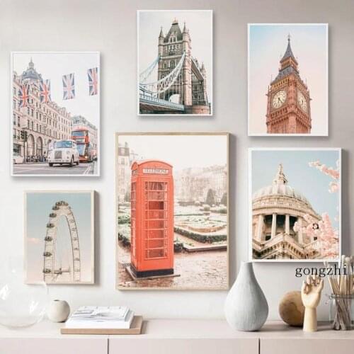 London City Street Scenery Nordic Poster Famous Landscape Canvas Painting and Prints Wall Art Picture for Living Room Home Decor