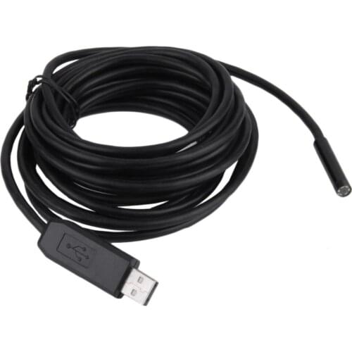 Quevinal 5M 7mm Lens USB Endoscope Waterproof 6 LED Borescope Tube Inspection Video Photo Capture Mini Camera with CD black