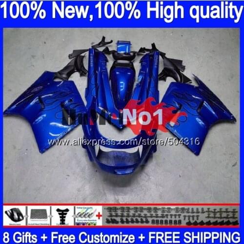 ZX11 For KAWASAKI ZX-11 ZZR 1100 ZX 11R ZX11R 93 98 99 00 01 0MC.135 ZX-11R ZZR1100 1993 1998 1999 2000 2001 Blue flames Fairing