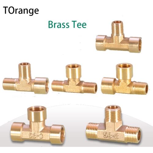 1/2IN Thread tee three joints 3/8IN Thread three outer teeth inner and outer wire G1 /4 reducer brass pneumatic mechanical parts