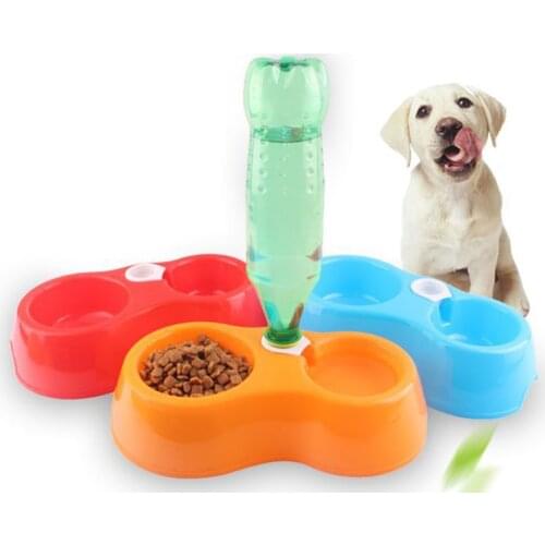 1pcs Dual Port Dog Cat Pets Automatic Water Dispenser Feeder Bowl Utensils Pet Drinking Water Feeder Bowl