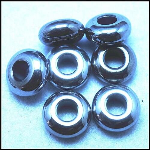 10pcs natural hematite stone big hole european beads gem stone beads accesories 7x14mm charms for bracelets making