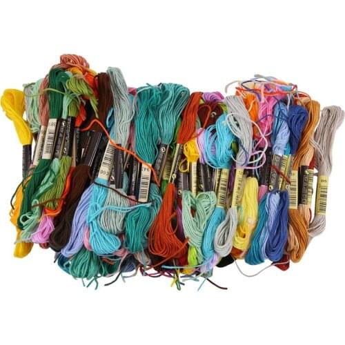 100 Skeins Embroidery Thread Random Colors Cotton Embroidery Floss with 12 Pieces Floss Bobbins for Knitting, Cross Stitch Proje