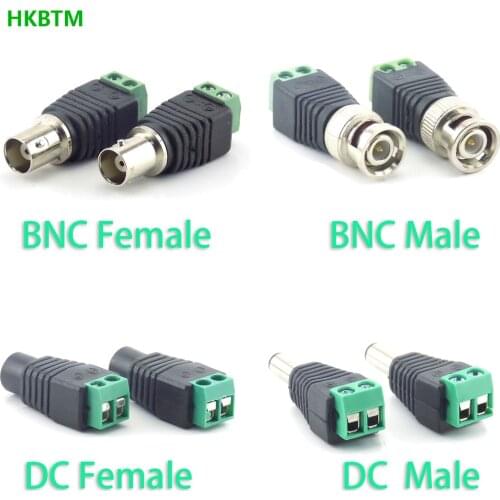 2/5/10pcs 12V DC BNC Male female Connector Coax CAT5 Video Balun Adapter Plug for Led Strip Lights CCTV Camera Accessories