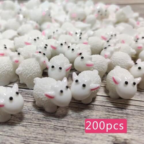 200pcs/lot miniature garden Decoration Mini sheep DIY Resin Craft Home Garden Ornament Micro landscape Pot Decor