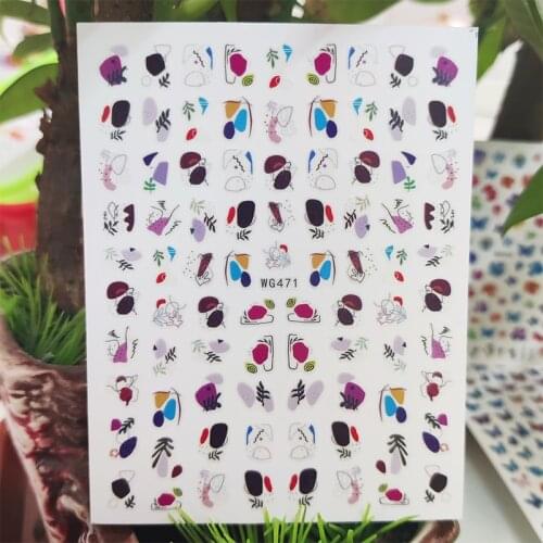 3D Stickers for Nails Color Flower Grass Mushroom Design Nails Art Decoration Manicure Stickers Sliders Nail Foil Accessories