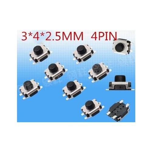 3x4x2.5 H 3x4 Micro switch Button Tactile Push Button Car Key Switch Button Remote Key 4PIN