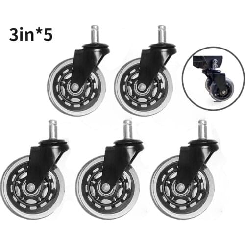 5Pcs Office Chair Caster Wheels Trolley wheel 3/2.5 Inch Swivel Rubber Roller Wheel For Furniture Casters Household Accessory