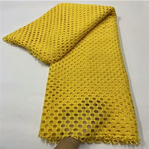 5 yards / wholesale price yellow water-soluble lace, used for sewing best quality African milk wedding lace fabric r66-418