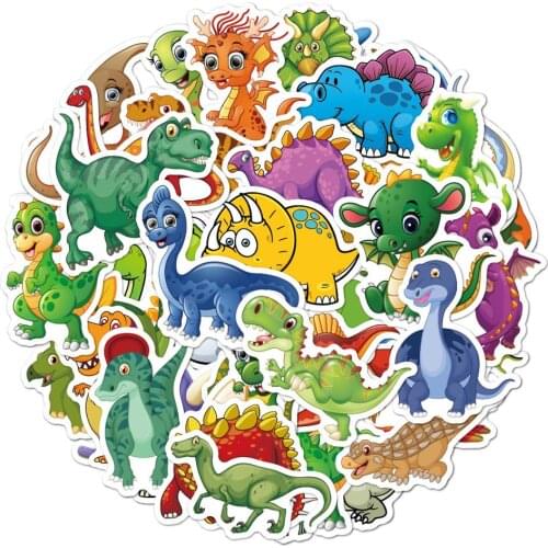 50 Pieces Dinosaur Series Children Sticker Cartoon Tyrannosaurus Personal Paster For Luggage Bag Diary Laptop