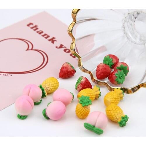 6pcs New Fashion 2020 Earrings Women Fruitpineapplepeach Strawberry Resinpendant Hair Accessories Girls Diy Jewelry Making Resin