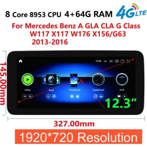 12.3" Android 10 4G Car radio multimedia For Mercedes Benz A GLA CLA G Class W117 X117 W176 X156 2013 2014 2015 2016 2017 2018
