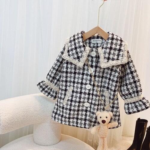 2021 Vintage Winter Autumn Woolen Coat Girls Kids Thicken Outerwear Teenage Top Costume Evening Party Childrens Clothing