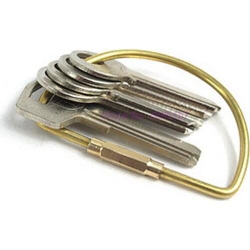 By dhl or ems 200pcs new Camping Brass Keychain EDC Tool Vintage Semicircle Ring Hiking Packaging Key Outdoor Tools