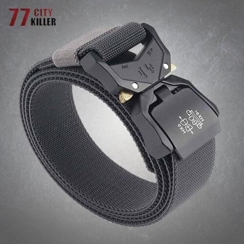 Mens Elasticity Tactical Belts Aluminum Alloy Pluggable Buckle Light Elastic Weave Comfortable High Quality Training Mens Belt