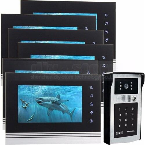 DIYSECUR 7 inch Touch Button Video Door Phone Intercom Doorbell IR Night Vision HD 300000 Pixels RFID Keypad Camera 1V6
