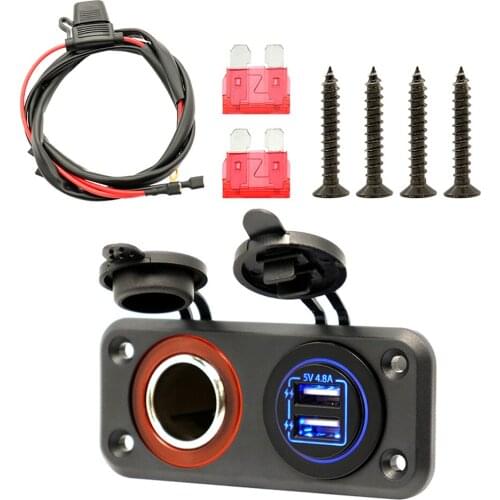 Dual USB Charger Socket Car Power Outlet 12V Marine Cigarette Lighter Adapter