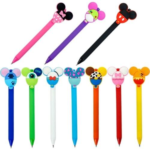 3pcs Disney Mickey head candy color penholder gel pen black pen hand account stationery student with cute cartoon pen gift prize
