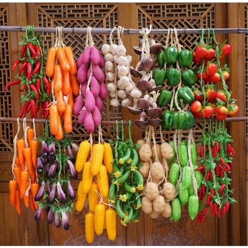 Mushroom garlic beans corn sweet potato tomato cucumber eggplant hot pepper artificial fruits and vegetables bunches model props