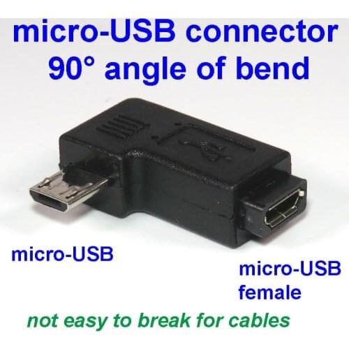 Bending micro-USB bent connector 90 degree right angled adapter for USB cable converter bend elbow bent not easy to break broken