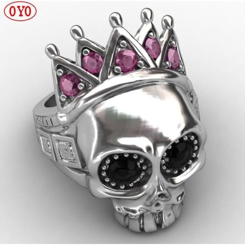 925 silver personalized diamond crown skull ring exquisite men and women style ring