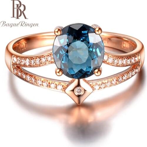 Bague Ringen 100% real 925 silver ring with round sapphire gemstone silver jewelry female Party Anniversary Gifts Valentine