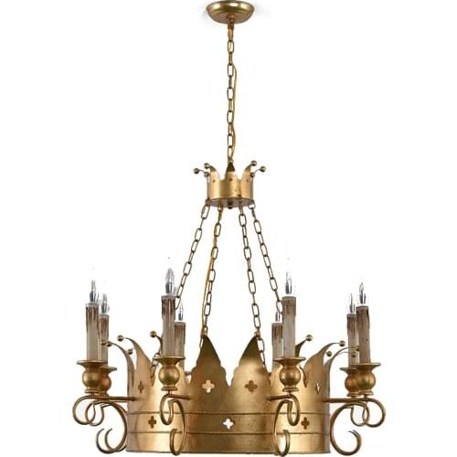 Gold crown chandelier lighting creative elegant design noble chandelier in baby/kids room bedroom living room lustre foyer lamps