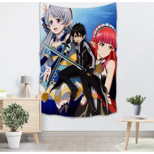 130x150CM,140X250CM Sword Art Online Tapestry Wall Hanging Tapestries Forest Tapestry Bedspread Yoga Mat Blanket Bed Table Cloth