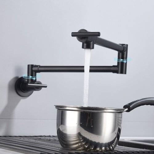 Wall type single cooling faucet kitchen folding faucet bathroom basin faucet double switch rotary washing table faucet