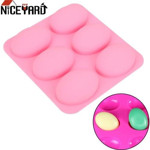NICEYARD 6 Slots Silicone Soap Mould Handmade Jelly Maker Bakeware Baking Tool Oval Shape Fondant Cake Mold DIY Cake Decorating
