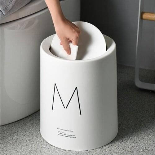 8L/12LNordic Simple Plastic Trash Can Office Bathroom Kitchen Trash Bin Living Room Bedroom Garbage Household Waste Bin With Lid