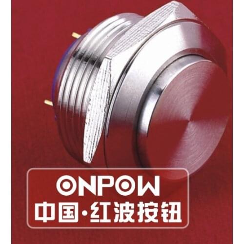 ONPOW 19mm IP65 1NO Stainless steel Momentary Pin terminal Push Button Switch with High round actuator (GQ19SH-10/J/S) CE,ROHS