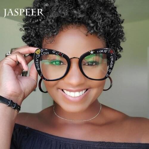 JASPEER Cat Eye Computer Glasses Women Anti Blue Ray Eye Glass Blue Light Blocking Prescription Optical Frames Female Eyewear