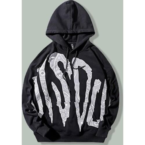 Autumn Harajuku Reflective Rubber Printing Hoodie Sweatshirt Men Hip Hop Casual Hooded Pullover Couples Unisex Oversized Hoodies