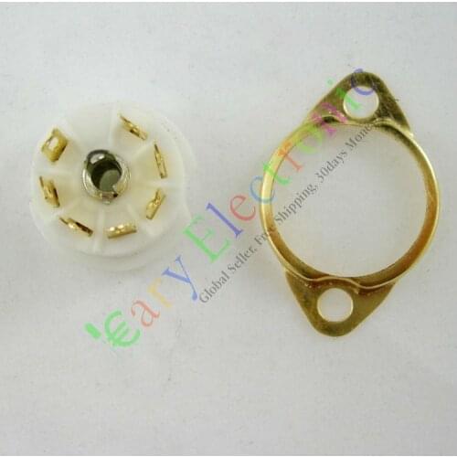 Wholesale and retail 8pcs MINI 7pin gold Ceramic vacuum tube sockets valve base B7G 6AU6 EF95 6C4 6X4 free shipping