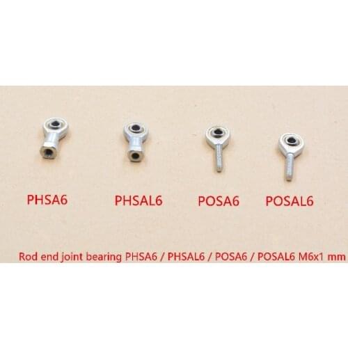 PHSA6 PHSAL6 POSA6 POSAL6 NHS6 NHSL6 NOS6 NOSL6 M6x1mm 6mm bearing thread metric rod end joint
